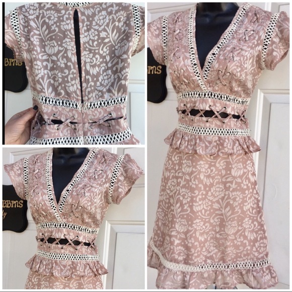 Topshop Dresses & Skirts - TopShop Blush Lace up Waist Cutout Peplum Dress 4